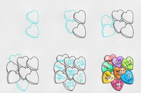 Dibujos de Dulce en forma de corazón