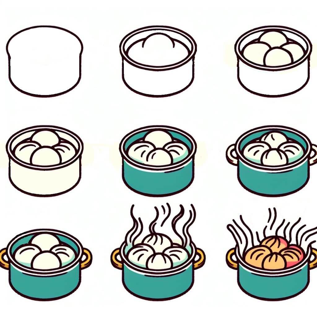 Dibujos de Dumpling al vapor