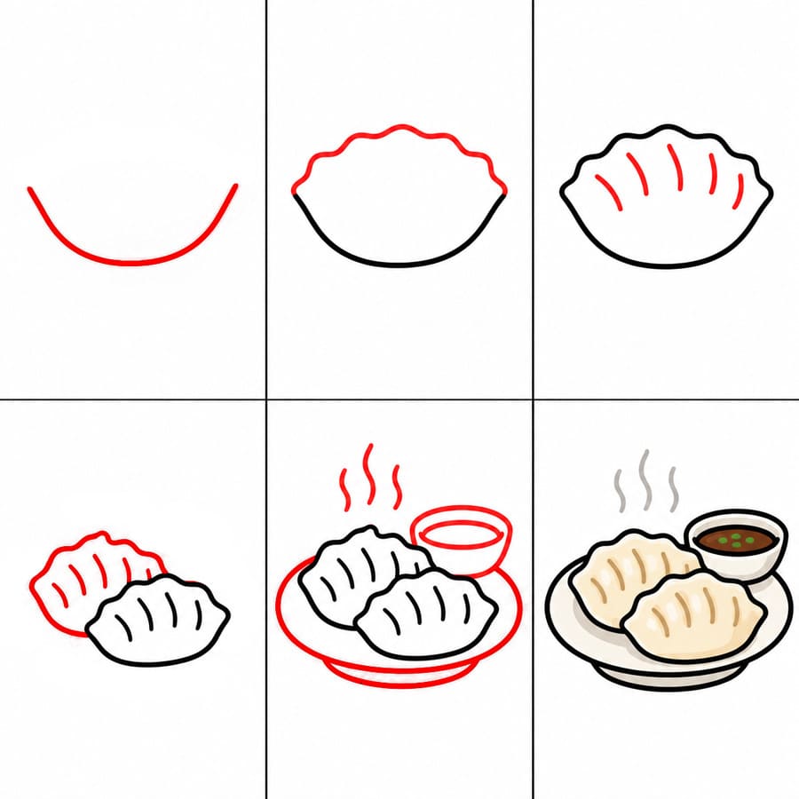 Dibujos de Dumpling con salsa