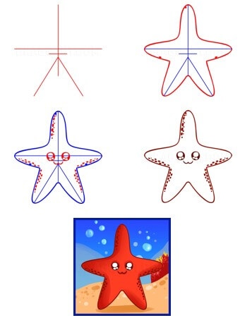 Dibujos de Estrella de Mar bajo el Mar