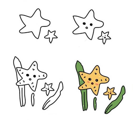 Dibujos de Estrella de Mar entre Corales