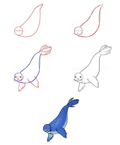 Dibujos de Foca en el Agua