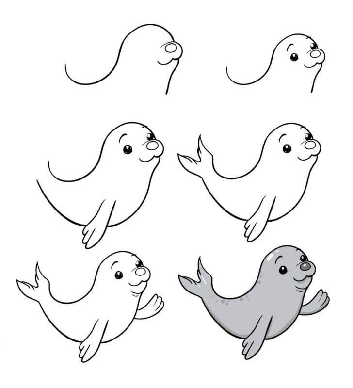 Dibujos de Foca Gris