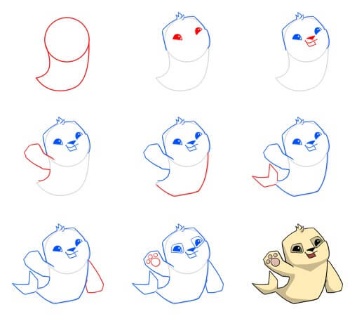 Dibujos de Foca Jugando