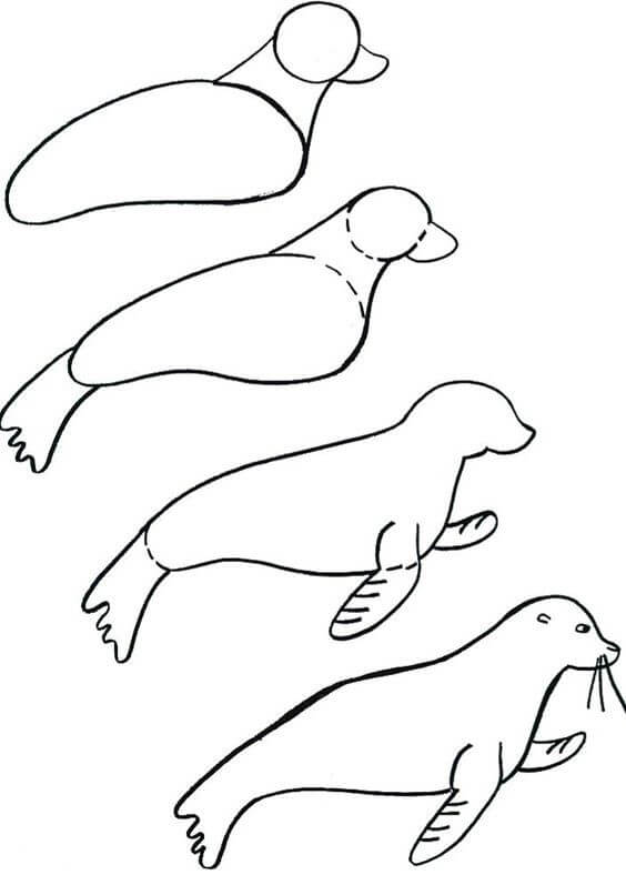 Dibujos de Foca Nadando