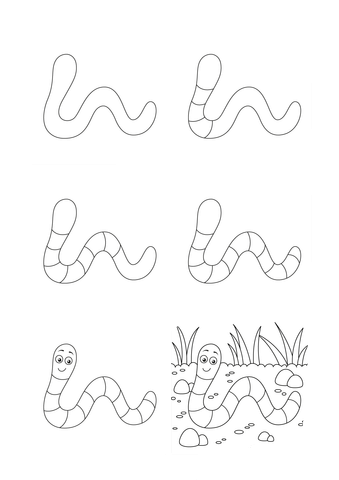Dibujos de Gusano Bajo las Hojas