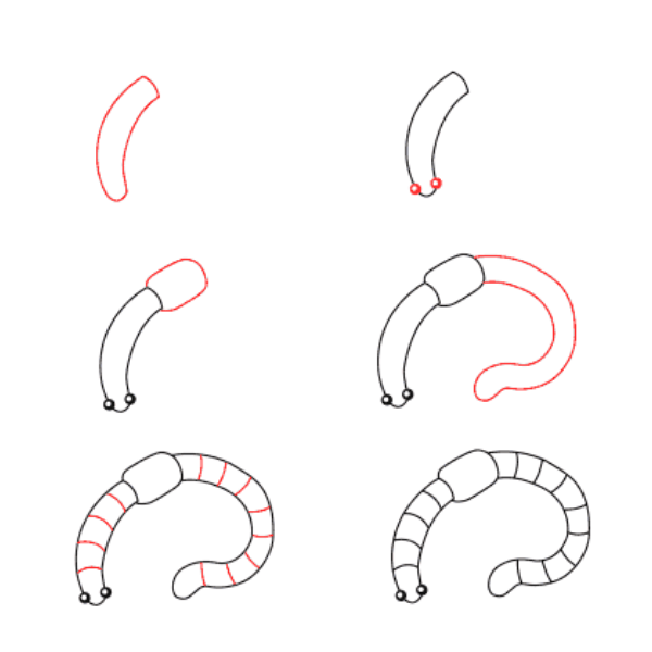 Dibujos de Gusano entre Hojas