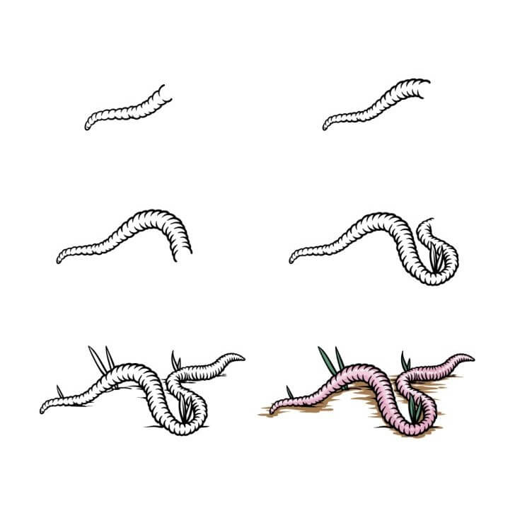 Dibujos de Gusano entre Plantas