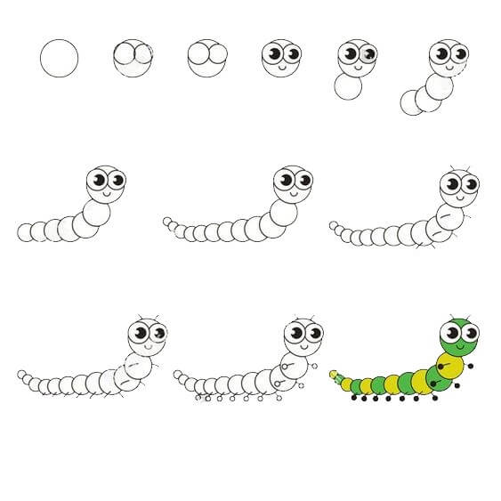Dibujos de Gusano Feliz