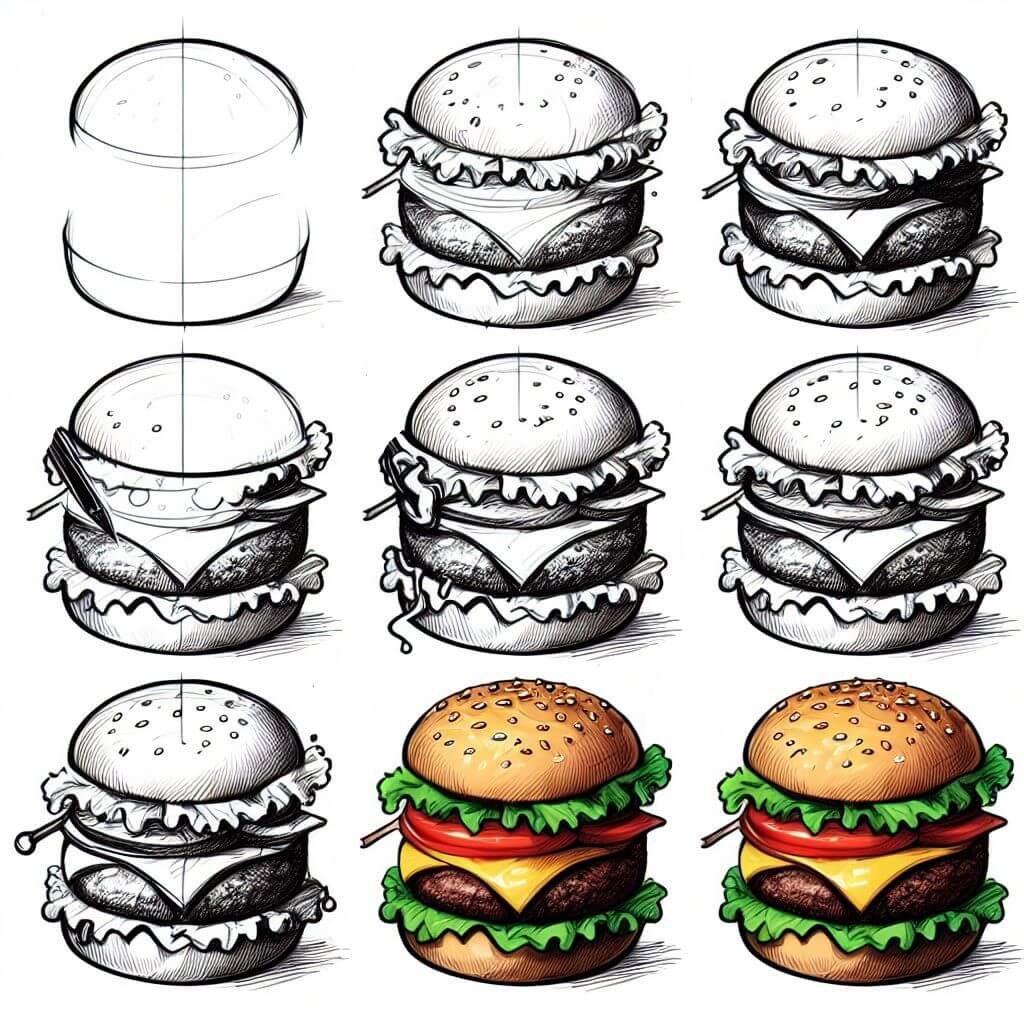 Dibujos de Hamburguesa de pollo