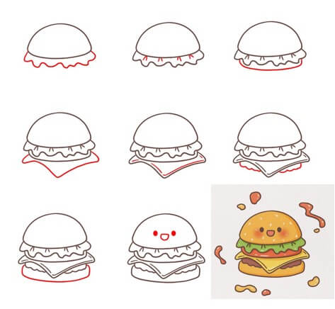 Dibujos de Hamburguesa doble carne