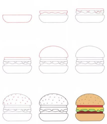 Dibujos de Hamburguesa jugosa