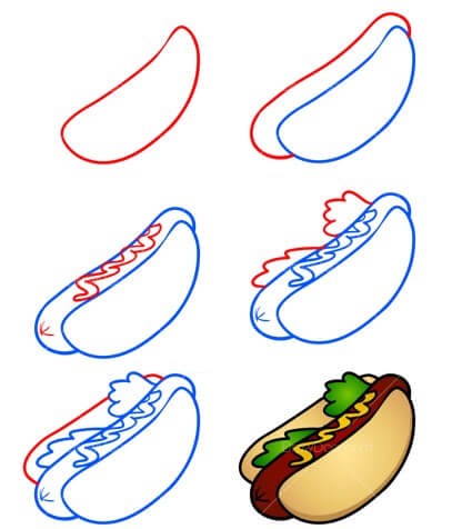 Dibujos de Hot Dog americano