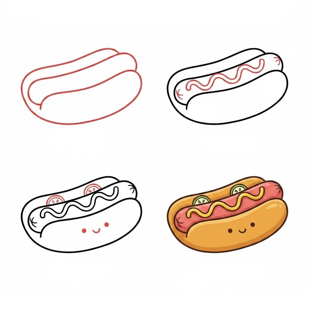 Dibujos de Hot Dog colorido