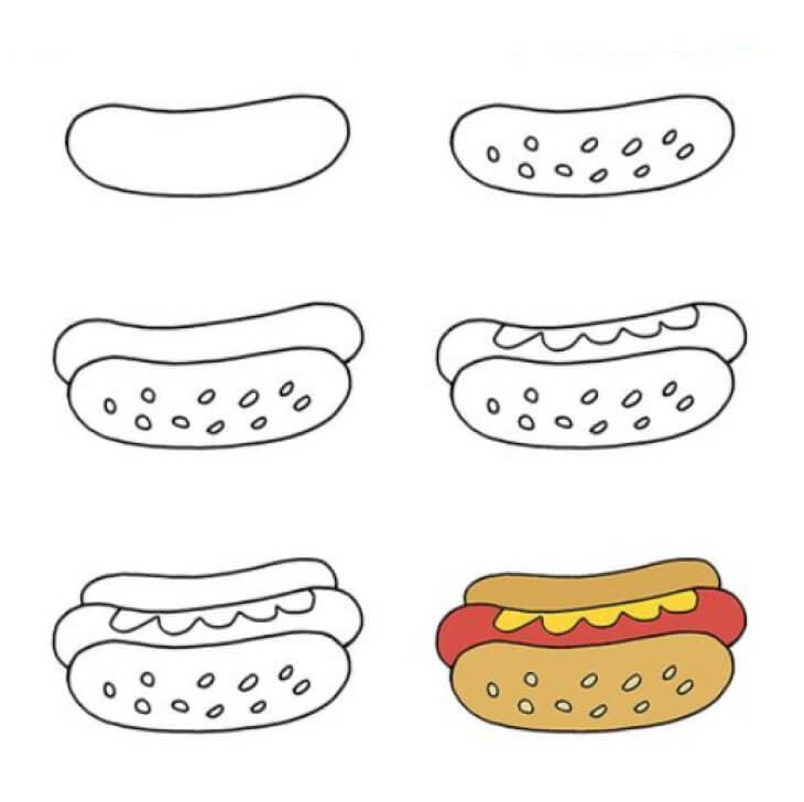 Dibujos de Hot Dog con cebolla