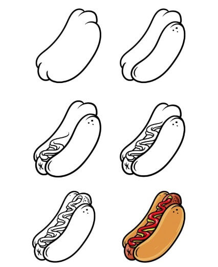 Dibujos de Hot Dog con kétchup