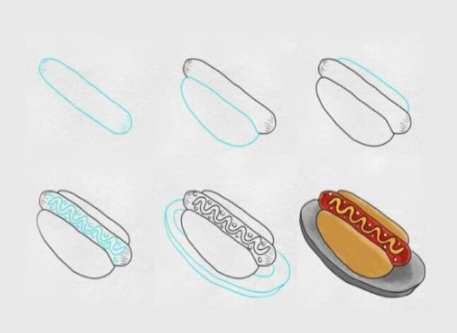 Dibujos de Hot Dog con mayonesa