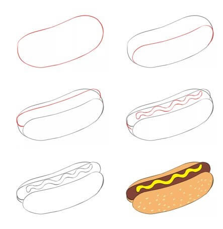 Dibujos de Hot Dog con mostaza
