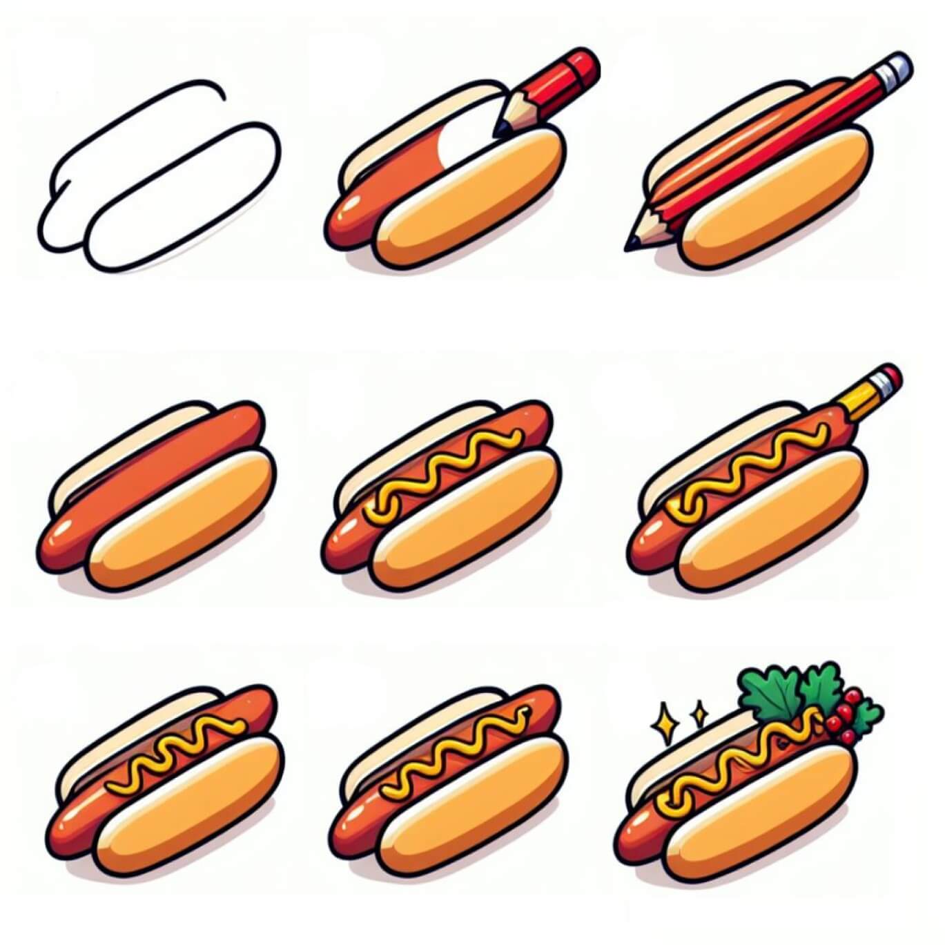 Dibujos de Hot Dog con papas