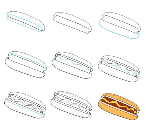 Dibujos de Hot Dog con queso