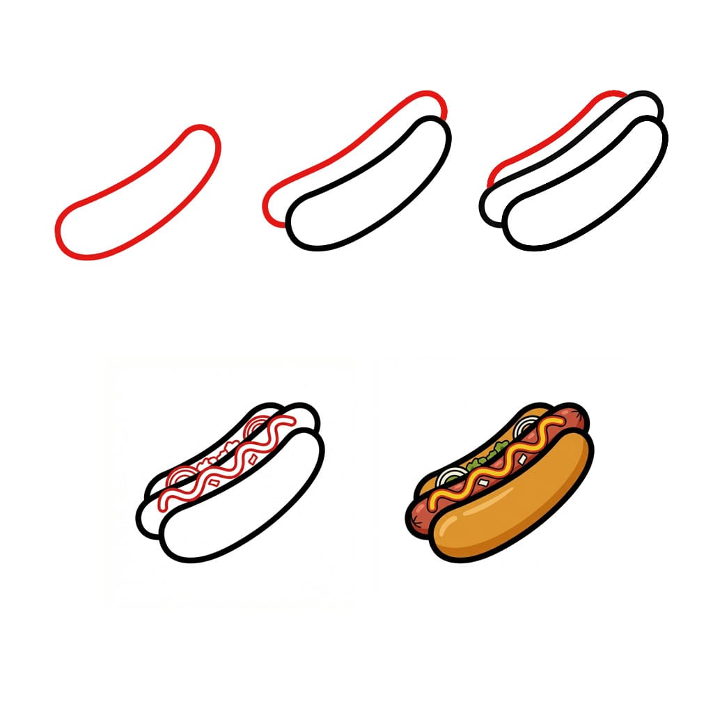 Dibujos de Hot Dog con salchicha