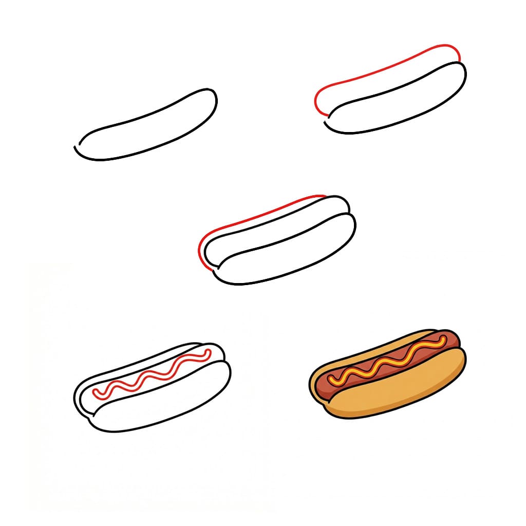 Dibujos de Hot Dog con salsa picante