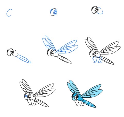 Dibujos de Libélula Azul