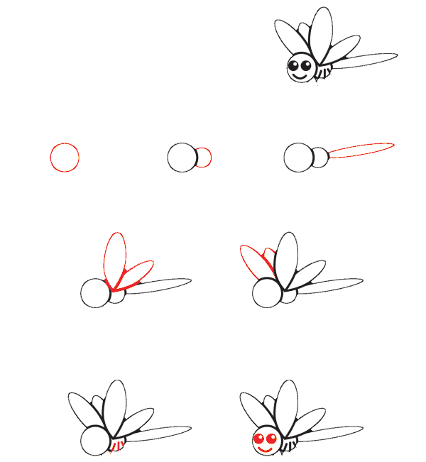 Dibujos de Libélula en Pleno Vuelo