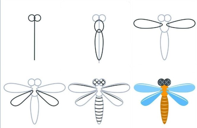 Dibujos de Libélula entre Plantas