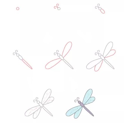 Dibujos de Libélula sobre una Hoja