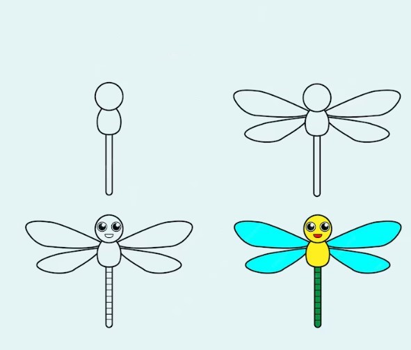Dibujos de Libélula sobre una Rama