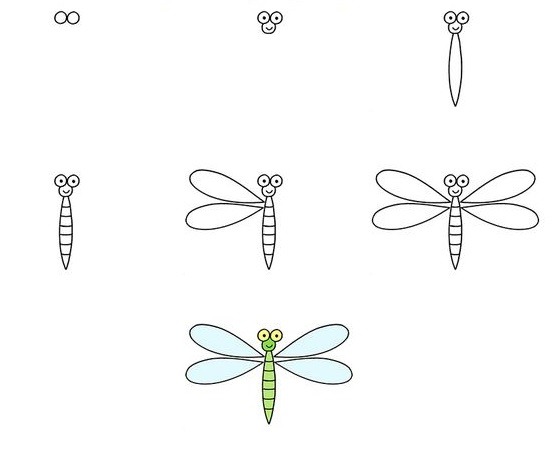 Dibujos de Libélula Verde