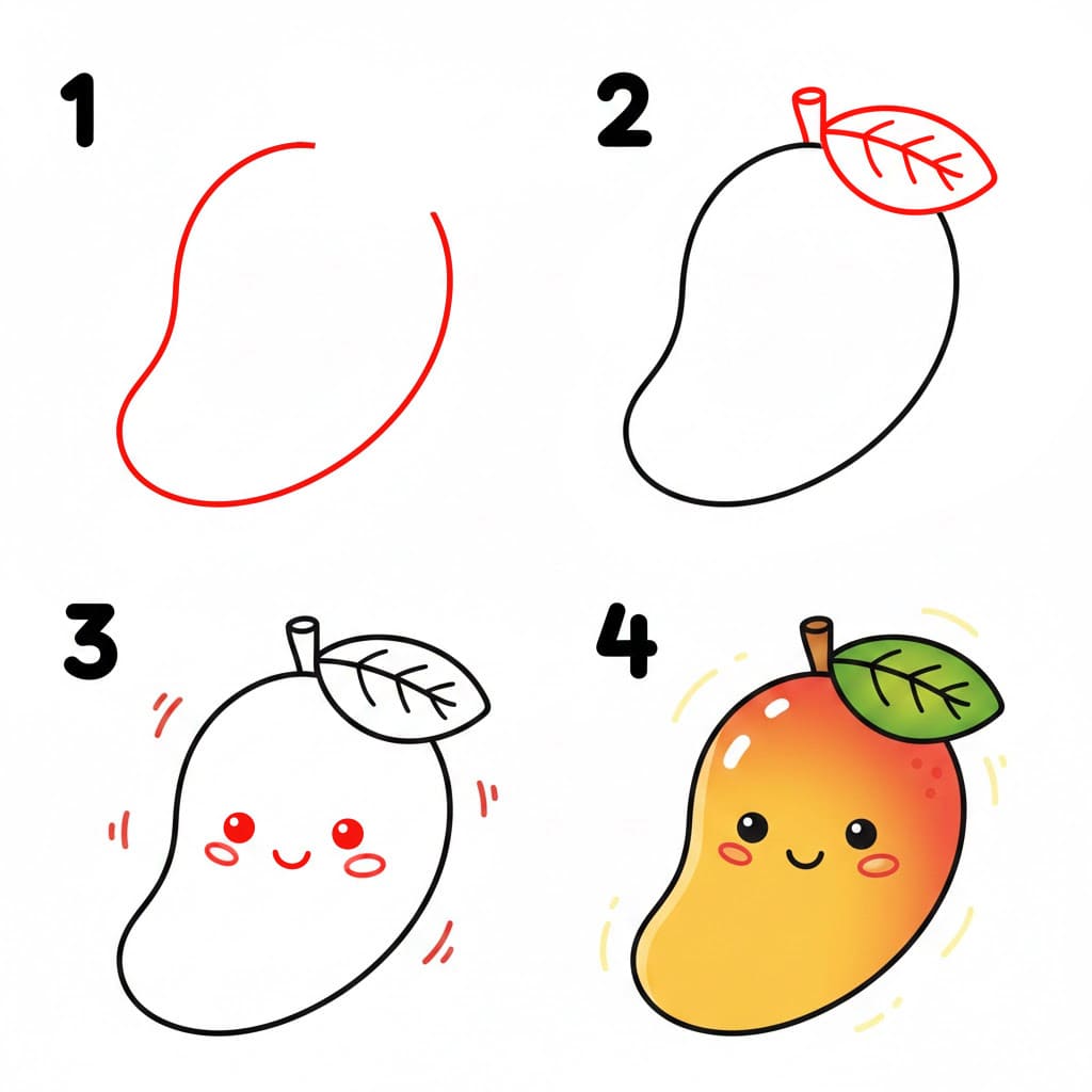 Dibujos de Mango con hojas