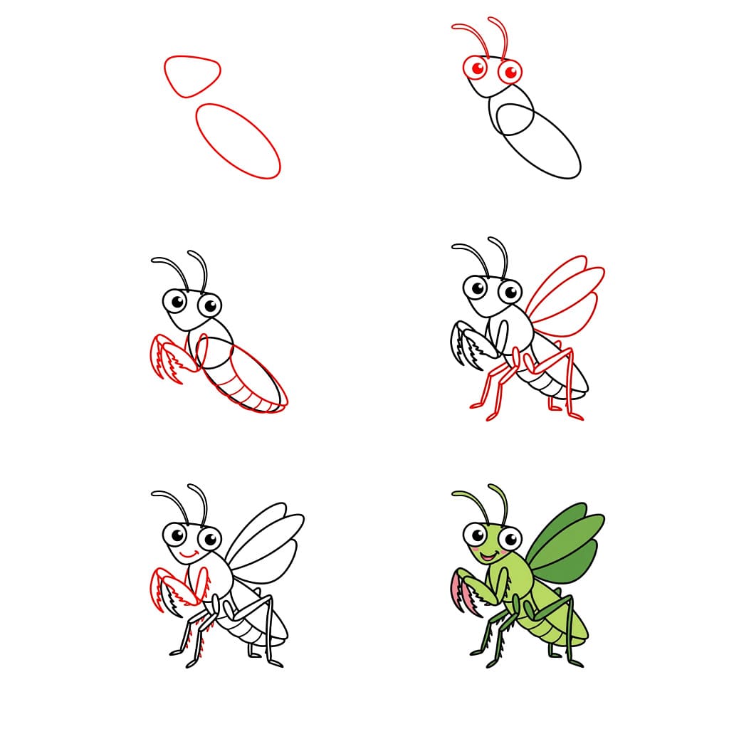 Dibujos de Mantis Religiosa entre Hojas