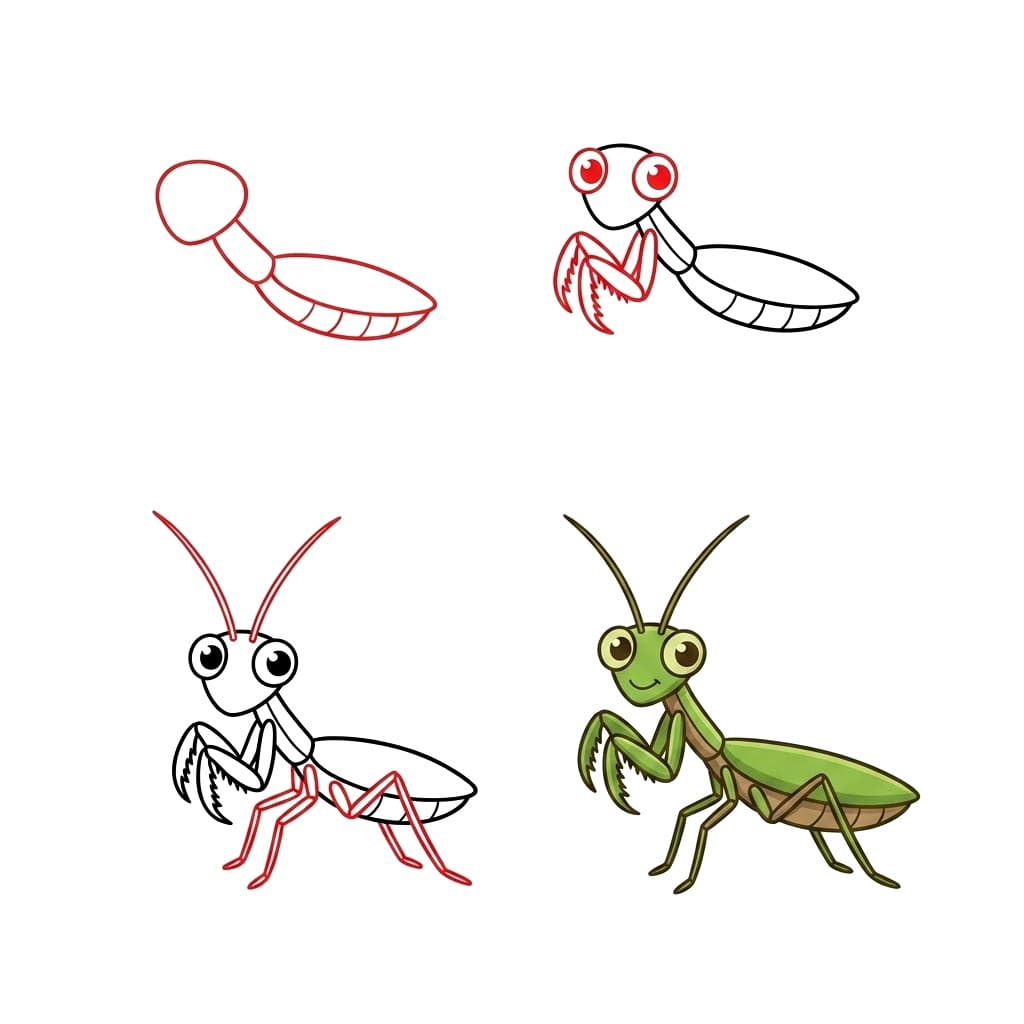 Dibujos de Mantis Religiosa entre Plantas