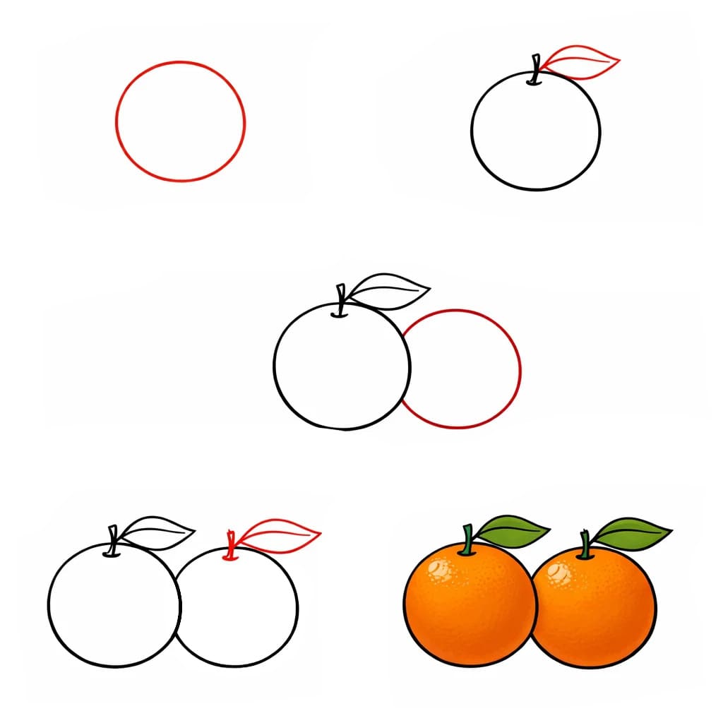 Dibujos de Naranja con hojas verdes