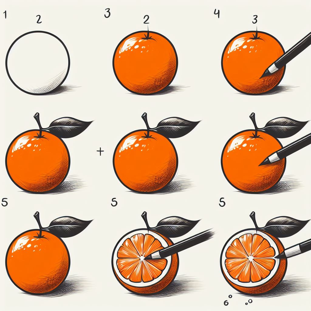 Dibujos de Naranja con hojas
