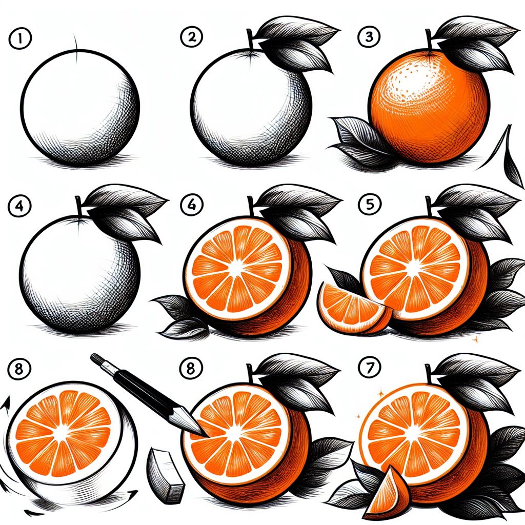 Dibujos de Naranja con tallo