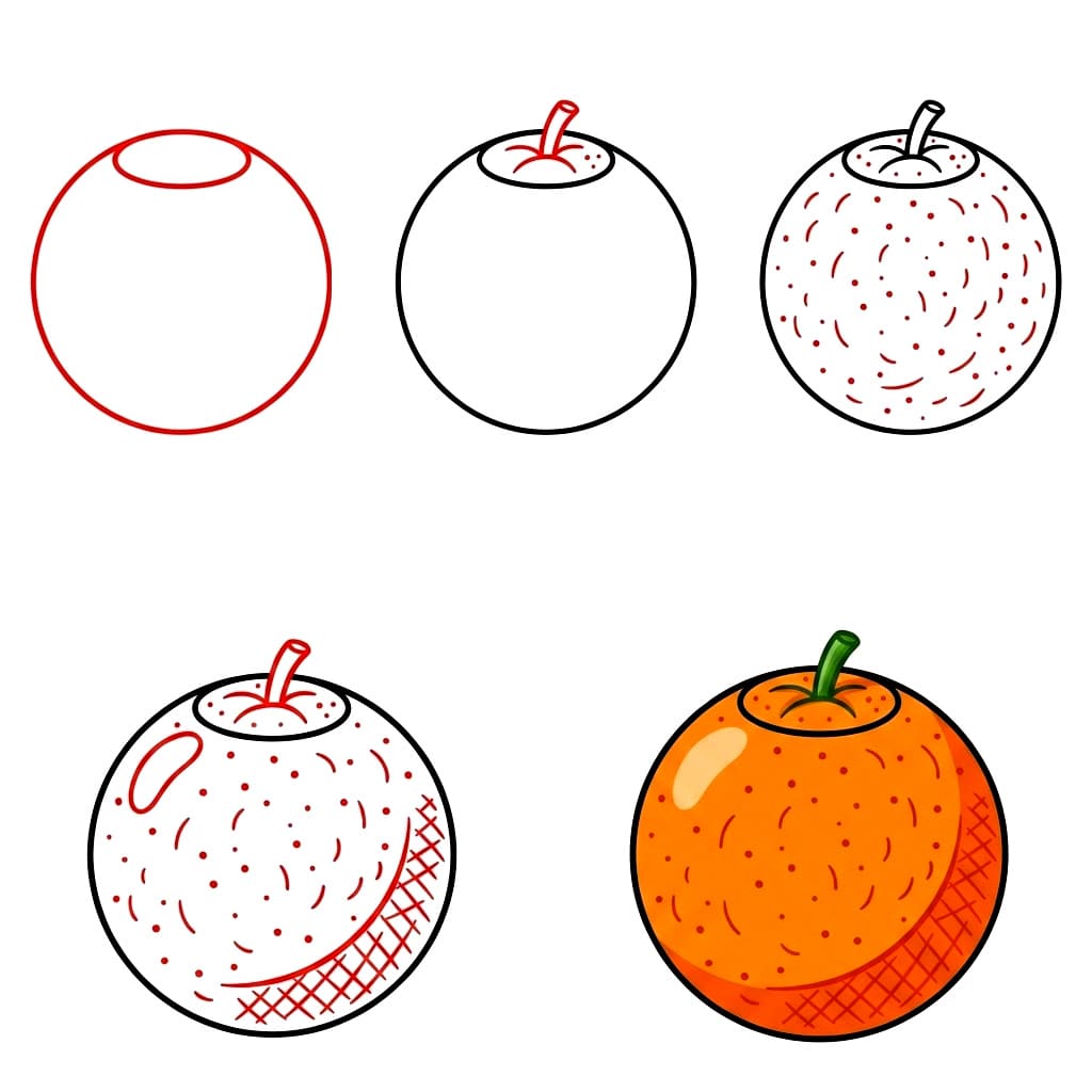 Dibujos de Naranja jugosa y fresca
