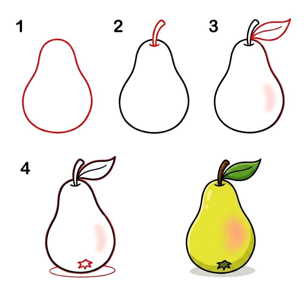 Dibujos de Pera con hoja
