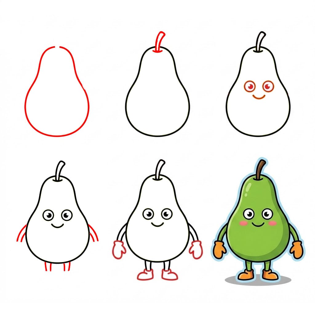 Dibujos de Pera con tallo