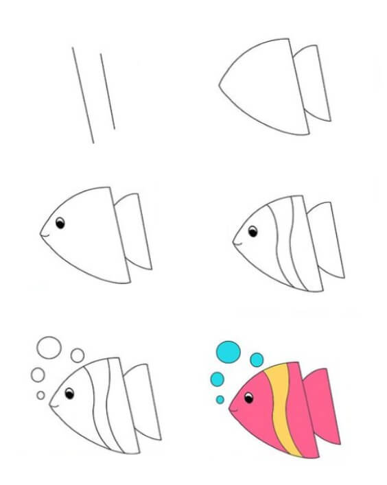 Dibujos de Pez Ornamental con Burbujas