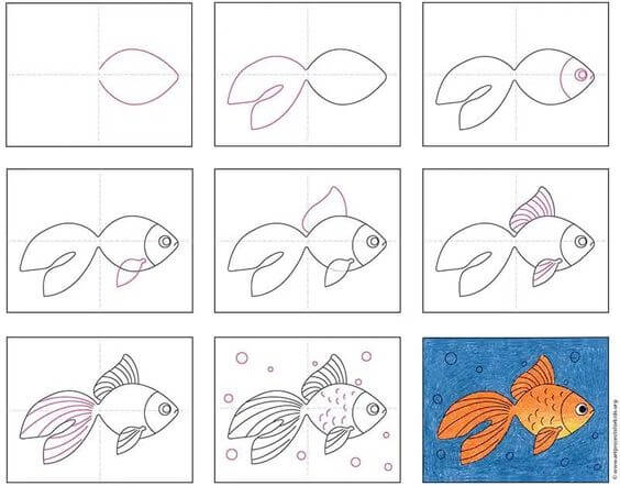 Dibujos de Pez Ornamental Dorado