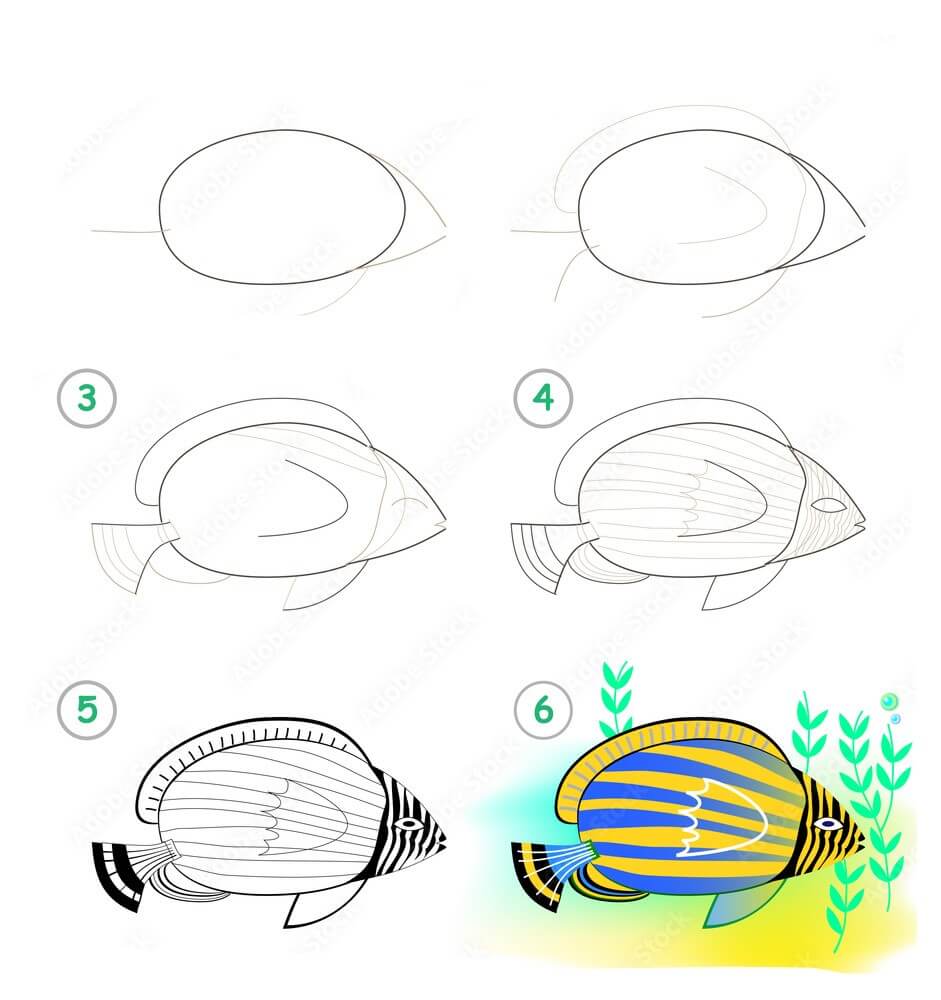 Dibujos de Pez Ornamental entre Plantas