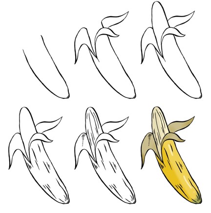 Dibujos de Plátano pelado