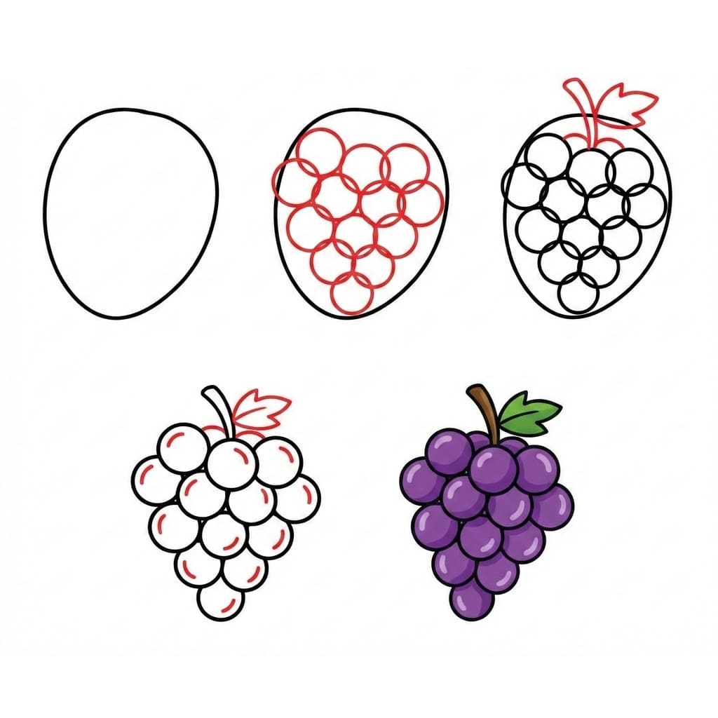 Dibujos de Racimo de uvas adorables