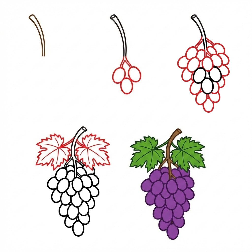Dibujos de Racimo de uvas apetitosas