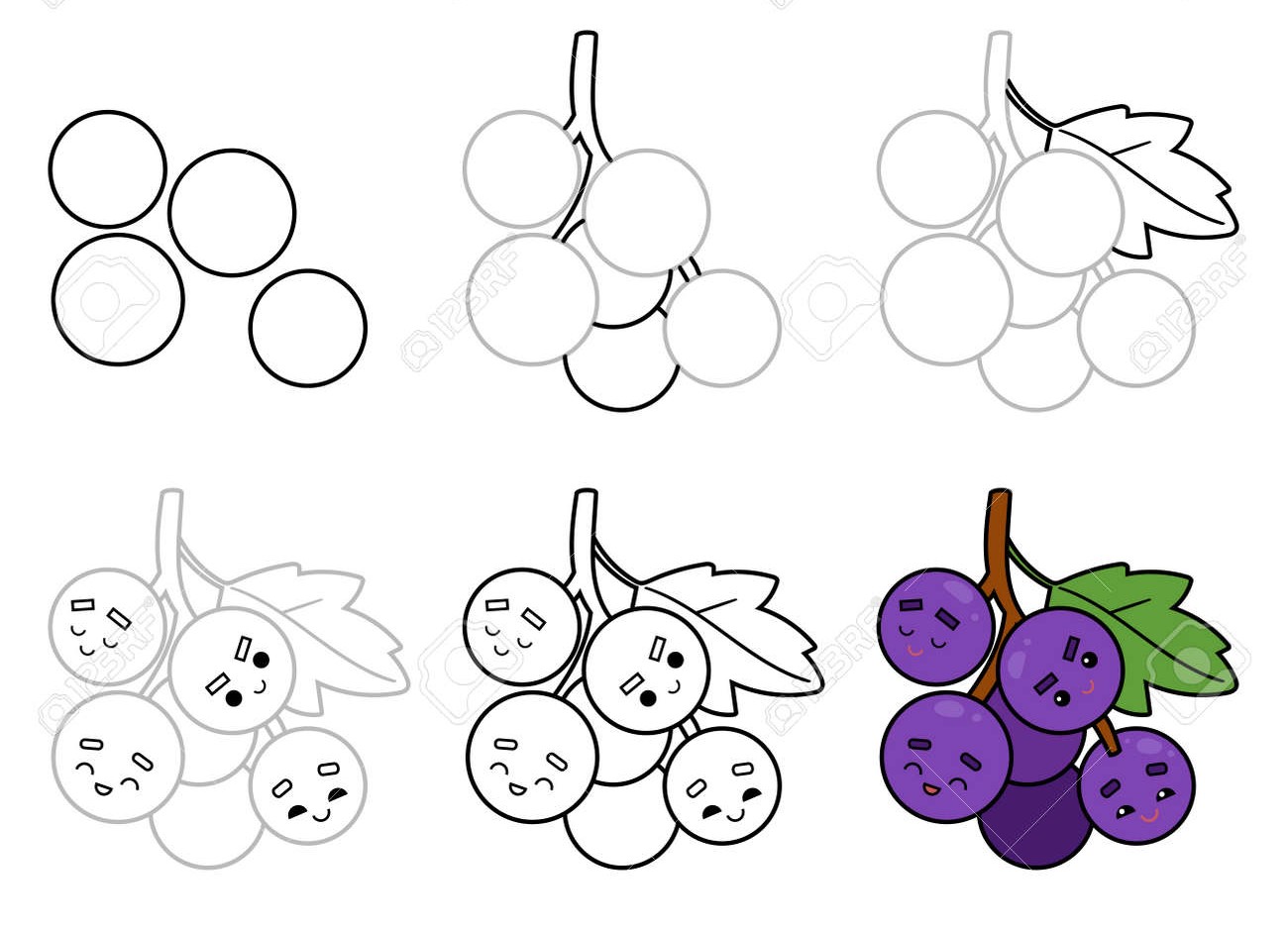 Dibujos de Racimo de uvas brillantes