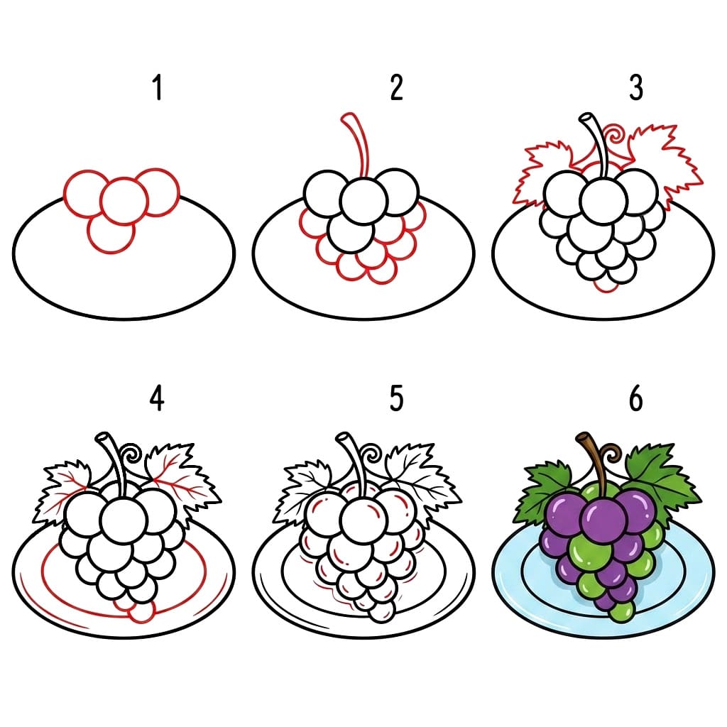 Dibujos de Racimo de uvas colgando
