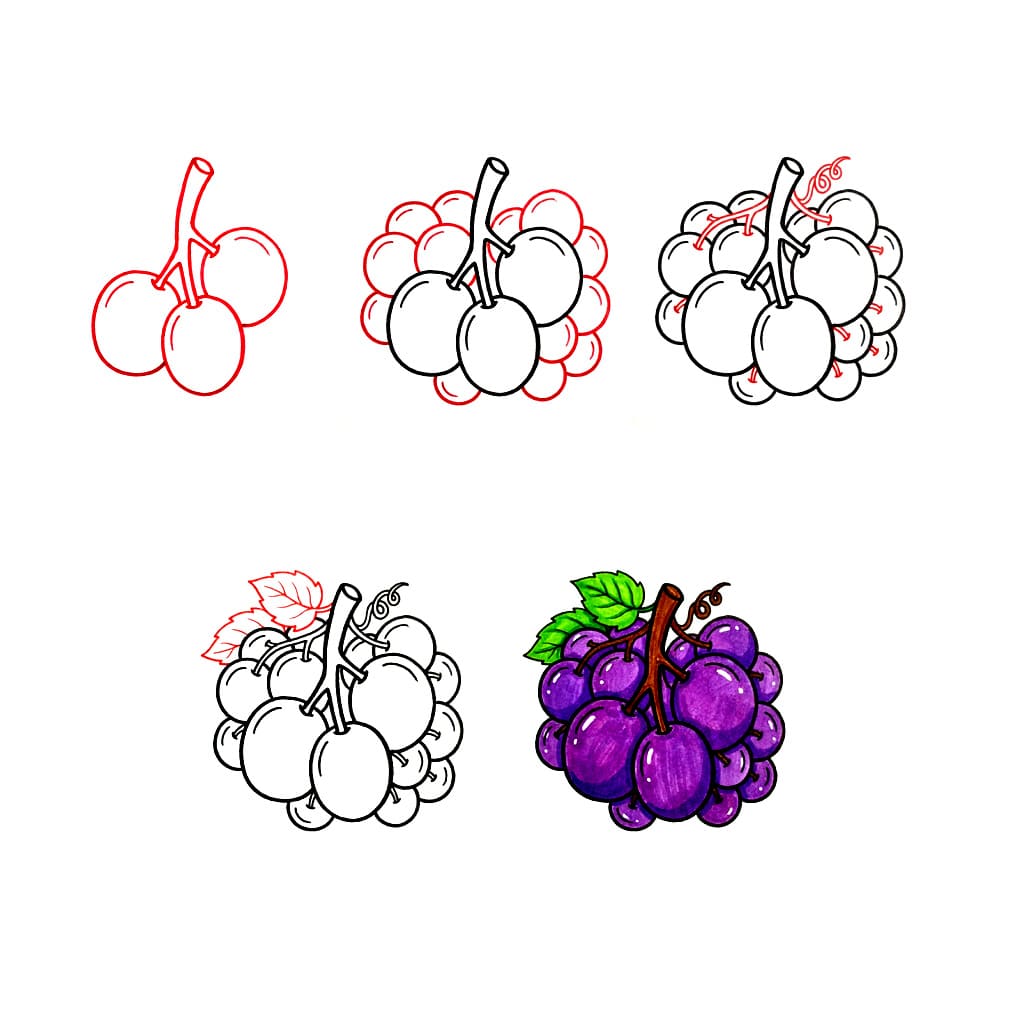 Dibujos de Racimo de uvas de caricatura
